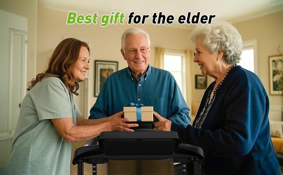 Elderly Rehabilitation Composite Shock-absorbing Treadmill With Extended Handrails And Enlarged Running Platform, Suitable For The Elderly, Load-bearing 300 Pounds, Safety Key, Easy-to-move Wheels